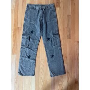 Cargo Pants, Gret distressed jeans with star print, size L